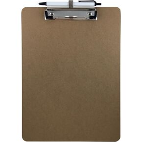 Pen Holder Clipboard, Letter Size, Low Profile Clip, Hardboard Single (Pen Included)
