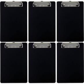 Memo Clipboard 6'' x 9'' Low Profile Clip Plastic (6-Pack) (Black)