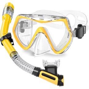Snorkel Set Adults Otowaving Snorkeling Gear 180 Degree Panoramic View Swim Mask Dry Snorkel Kit with Carry Bag Snorkel Scuba Mask for Lap Swimming Snorkeling Scuba Diving Travel Anti-Fog Anti-Leak