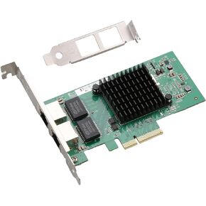 Dual-Port PCIe x4 Gigabit Network Card with Intel I350 1000M PCI Express Ethernet Adapter with Intel I350-T2 Two Ports LAN NIC Card for Windows/Server/Linux/Freebsd/DOS