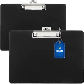 1InTheOffice Landscape Clipboard, Black Horizontal Clipboard, 8.8 x 12.4-inch, 2 Pack