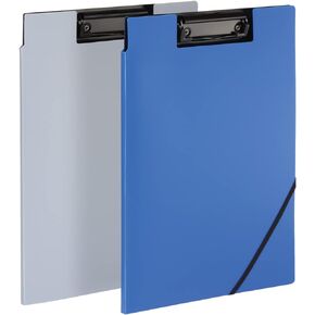 Oxford Clipboard Folio, Clipboard with Storage, 4 Pockets, Penholder, 2 Pack, 2 Color Combos (Gray/Black, Blue/Black), Great Nursing Clipboard (82177),2 Pack