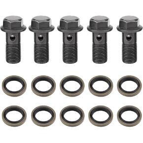 5pcs Motorcycle Banjo Bolts & Washers for Brake Caliper Master Cylinder M10 x1.25/M10 * 1.0mm(M10×1mm)
