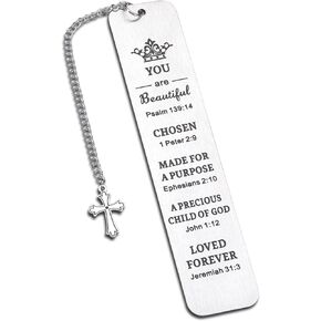 Christian Bookmark Gift for Women Religious Baptism Gift for Teen Girls Ladies Easter Bookmark for Her Female Friend Birthday Christmas Inspirational Gift for Daughter from Mom Bible Verse Present