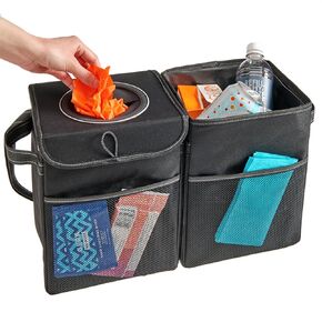 High Road StashAway Car Trash Recycling Set with Removable Garbage Can, Hang on Seat Back or Stand on Floor, Multipurpose Waterproof Bins Each Hold 2.25 Gallons of Car Trash