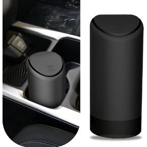 1 PC Car Trash Can with Lid, 6.29" x 2.55" Portable Trash Can, Waterproof Mini Storage Box, Multifunctional Vehicle Decoration, Universal for Most Cars, SUVs, Trucks, Vans (Black)