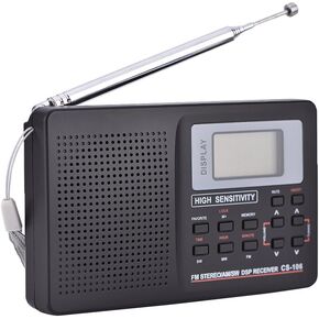 Portable Digital AM FM Stereo Radio FM/AM/SW/LW/TV Sound Digital Tuning Full-Band Radio Receiver with Alarm Clock, Radio AM FM Portable Radio SW Petite with Mute State/Frequency Lock (Step Value 10k)
