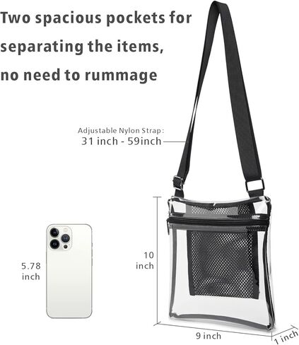 حقيبة شفافة من PACKISM لأحداث الاستاد - محفظة شفافة مقاس 12x6x12 لأحداث الألعاب والحفلات الموسيقية والمهرجانات والشاطئ in Kuwait