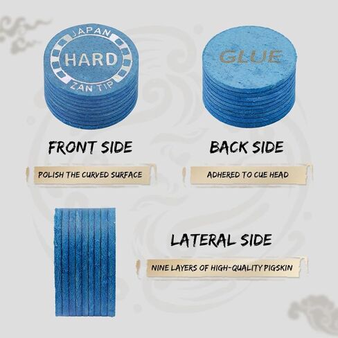 ZANTIP Pool Cue Tips for Pool Stick 9 Layers Billiard Cue Tips 14mm Pool Stick Tips 1 Piece S/M/H in Saudi Arabia