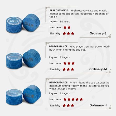 ZANTIP Pool Cue Tips for Pool Stick 9 Layers Billiard Cue Tips 14mm Pool Stick Tips 1 Piece S/M/H in Saudi Arabia