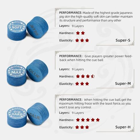 ZANTIP Pool Cue Tips for Pool Stick 9 Layers Billiard Cue Tips 14mm Pool Stick Tips 1 Piece S/M/H in Saudi Arabia