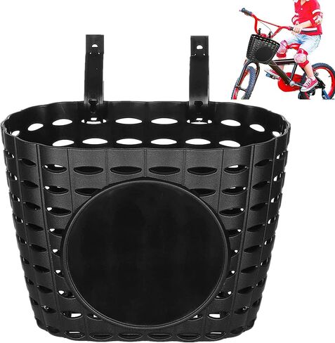 سلة دراجة للأطفال مع ملصقات وأشرطة قابلة للتعديل، سلة مقود الدراجة للأطفال الأولاد والبنات (أسود) in Kuwait