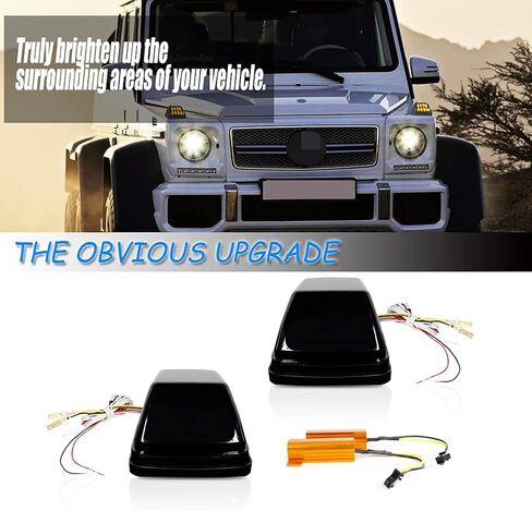 مصابيح إشارة الانعطاف الأمامية للعدسة المدخنة لـ 1990-2018 Mercedes W463 G-Class G500 G550 G600 G55 G63 AMG Amber LED أضواء زاوية إشارة الانعطاف المتتابعة أضواء موقف LED بيضاء in Saudi Arabia