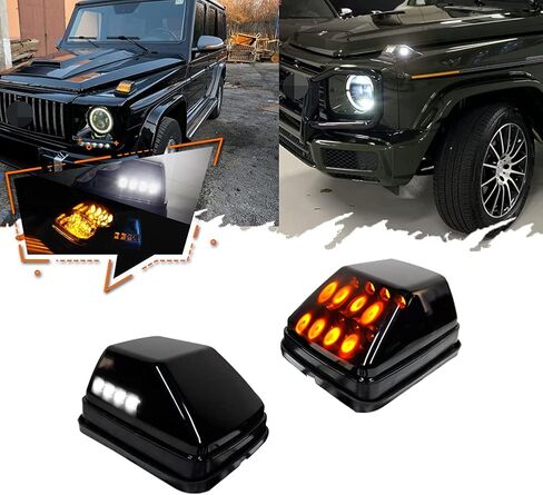 مصابيح إشارة الانعطاف الأمامية للعدسة المدخنة لـ 1990-2018 Mercedes W463 G-Class G500 G550 G600 G55 G63 AMG Amber LED أضواء زاوية إشارة الانعطاف المتتابعة أضواء موقف LED بيضاء in Saudi Arabia