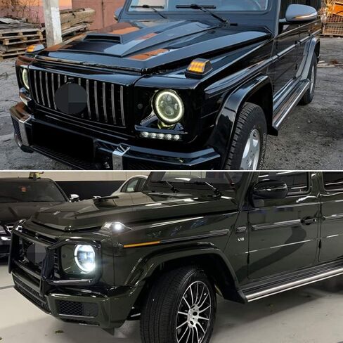 مصابيح إشارة الانعطاف الأمامية للعدسة المدخنة لـ 1990-2018 Mercedes W463 G-Class G500 G550 G600 G55 G63 AMG Amber LED أضواء زاوية إشارة الانعطاف المتتابعة أضواء موقف LED بيضاء in Saudi Arabia
