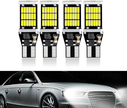 4 PCS Car T15 Brake Light, 4014-45SMD 6500K 360 Degree High Brightness Reversing Light Turn Signal, CANBUS Decoded Stepless Plug and Play, Universal for Most Cars (Red) in Saudi Arabia