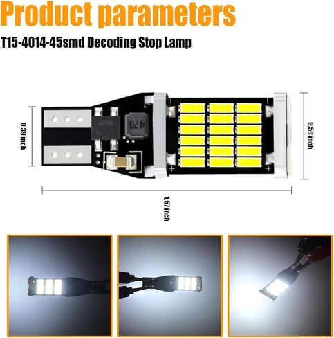 4 PCS Car T15 Brake Light, 4014-45SMD 6500K 360 Degree High Brightness Reversing Light Turn Signal, CANBUS Decoded Stepless Plug and Play, Universal for Most Cars (Red) in Saudi Arabia