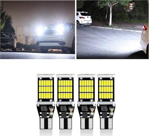 4 PCS Car T15 Brake Light, 4014-45SMD 6500K 360 Degree High Brightness Reversing Light Turn Signal, CANBUS Decoded Stepless Plug and Play, Universal for Most Cars (Red) in Saudi Arabia