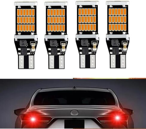 4 PCS Car T15 Brake Light, 4014-45SMD 6500K 360 Degree High Brightness Reversing Light Turn Signal, CANBUS Decoded Stepless Plug and Play, Universal for Most Cars (Red) in Saudi Arabia