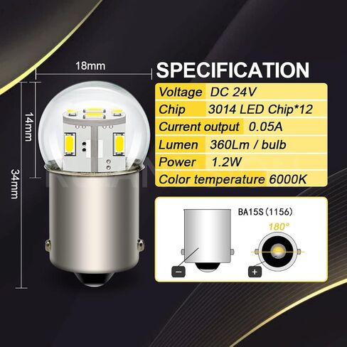 Ruiandsion 2 قطعة 1156 LED لمبة 6 فولت BA15S P21W 7506 أبيض دافئ 3014 12SMD LED شرائح LED احتياطية عكس بدوره إشارة أضواء خلفية in Saudi Arabia