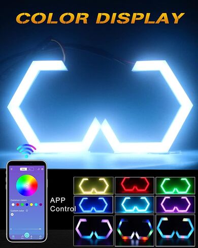 قاسم 80 مم مسدس عيون الملاك RGB APP التحكم التحديثية سيارة دراجة نارية ضوء الديكور القيادة يوم إشارة ضوء غاسل العنبر بدوره إشارة الضوء 12V 24V 80MM، 2 حزمة in Kuwait