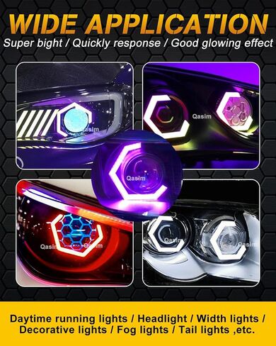 قاسم 80 مم مسدس عيون الملاك RGB APP التحكم التحديثية سيارة دراجة نارية ضوء الديكور القيادة يوم إشارة ضوء غاسل العنبر بدوره إشارة الضوء 12V 24V 80MM، 2 حزمة in Kuwait
