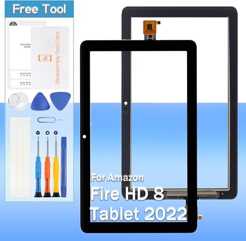 استبدال شاشة اللمس لجهاز Amazon Fire HD 8 / HD 8 Plus Tablet 2022 الجيل الثاني عشر 8.0 بوصة KFRAWI KFRAPWI محول رقمي للوحة اللمس الزجاجية الأمامية مع أدوات (لا يشمل LCD) in Kuwait