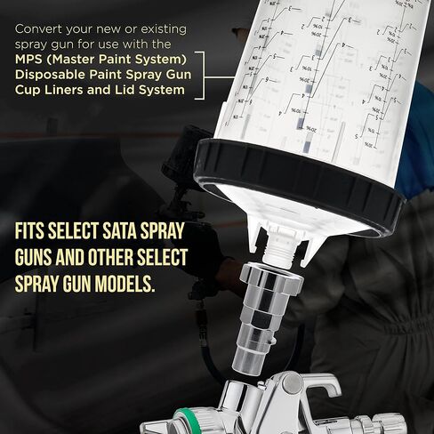 Master Elite Paint System MPS Spray Gun Cup Adapter 855 - Converts Select Sata Spray Guns for Use with The Master Paint System MPS Disposable Spray Gun Cup Liners and Lid System in Saudi Arabia