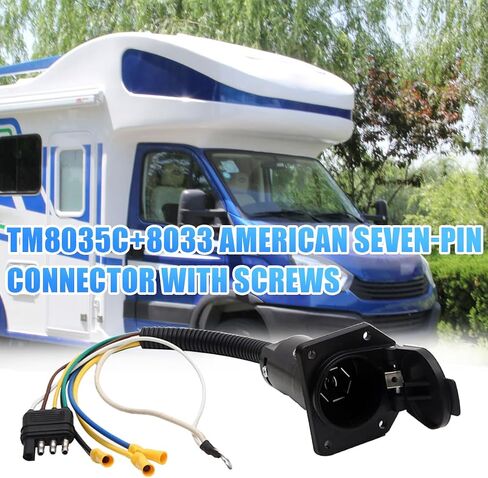 4-Way Flat to 7-Way Round RV Blade Trailer Adapter Reverse Plug Vehicle-Side Truck Socket with Mounting Bracket, 4 Pin Trailer Light Wire Circuit Tester Universal for SUV, Truck, RV in Saudi Arabia