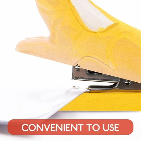 Wooden Animal Stapler Rabbit Desktop Stitcher Portable Hand Held Stapler Handmade Wood Carving Statue Sculpture for Office Stationery Christmas Yellow in Saudi Arabia