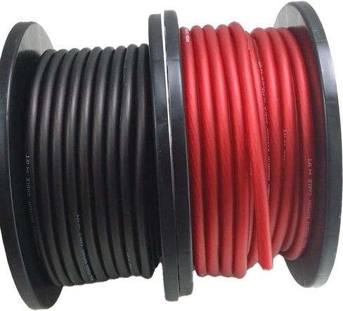 كابل سلك AWG مقاس 6 بطول 50 قدمًا و25 لونًا أسود و25 لونًا أحمر وأرضيًا أساسيًا in Kuwait