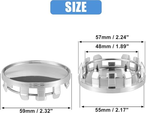 ACROPIX 59mm Dia 9 Clips غطاء أغطية محور العجلة المركزي للسيارة بلون فضي لامع - عبوة من 4 قطع in Saudi Arabia