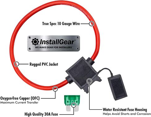 حامل فيوز InstallGear ATC مع مصهر 30 أمبير، سلك طاقة 10 قياسات OFC (12 حزمة) | للسيارات والشاحنات والسيارات والبحرية والصناعية وRV in Saudi Arabia