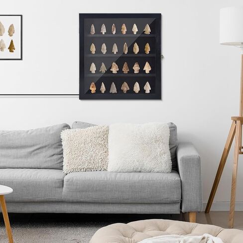 علبة عرض رأس السهم مع ضوء LED، خزانة عرض مثبتة على الحائط لصندوق رأس السهم الأمريكي الأصلي، إطار حامل رأس السهم لحقيبة عرض تذكارات رؤوس الأسهم الحجرية الكريستالية in Kuwait