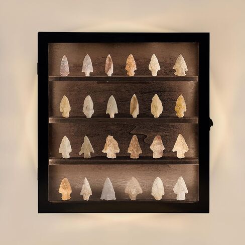 علبة عرض رأس السهم مع ضوء LED، خزانة عرض مثبتة على الحائط لصندوق رأس السهم الأمريكي الأصلي، إطار حامل رأس السهم لحقيبة عرض تذكارات رؤوس الأسهم الحجرية الكريستالية in Kuwait