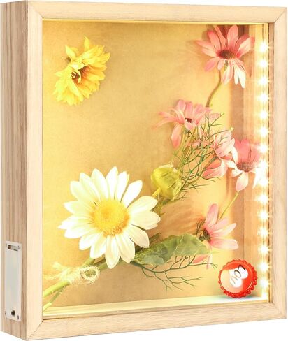LED Shadow Box Frame Wine Cork Holder Display Case with Lights Memory Box for Keepsakes Memorabilia Awards Bouquet Photos in Saudi Arabia