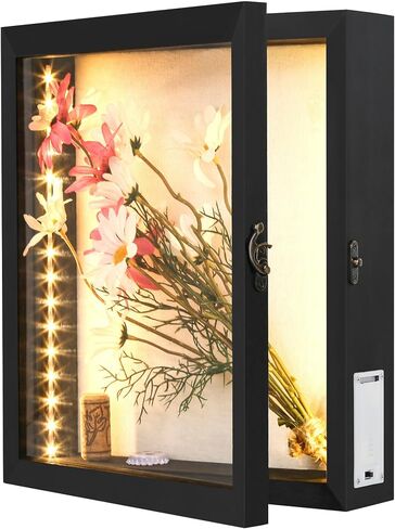 LED Shadow Box Frame Wine Cork Holder Display Case with Lights Memory Box for Keepsakes Memorabilia Awards Bouquet Photos in Saudi Arabia