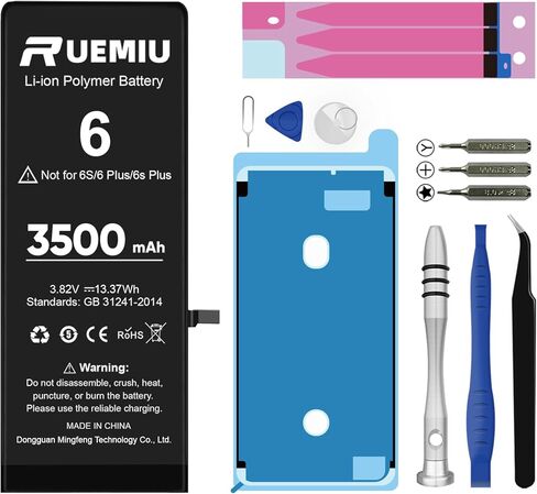 بطارية بديلة لهاتف iPhone 6، 3500mah 2024 جديدة ومحدثة ذات سعة عالية لنماذج بطارية iPhone 6 A1586 A1589 A1549 مع مجموعة أدوات إصلاح احترافية كاملة in Kuwait