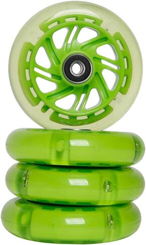 FREEDARE Scooter Wheels with Bearings Scooter Replacement Wheels 100mm LED Wheels (Clear Green,Set of 4) in Kuwait