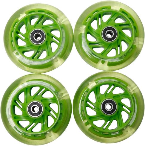 FREEDARE Scooter Wheels with Bearings Scooter Replacement Wheels 100mm LED Wheels (Clear Green,Set of 4) in Kuwait