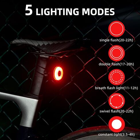 ROCKBROS Smart Bike Tail Light Break Sensing Bike Light Rechargeable Waterproof Auto On/Off Ultra Bright LED in Saudi Arabia
