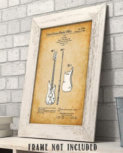 Fender Bass Guitar Patent Print - 11x14 Unframed Patent - Great Gift Under $15 for Guitar Players in Saudi Arabia