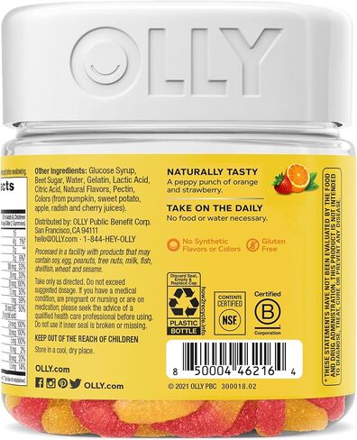 ديدان صمغية متعددة الفيتامينات من أولي كيدز، الصحة العامة ودعم المناعة، الفيتامينات والمعادن A، C، D، E، Bs والزنك، مكمل قابل للمضغ، لكمة الفاكهة الحامضة، كمية تكفي 45 يومًا (70 قطعة) in Kuwait