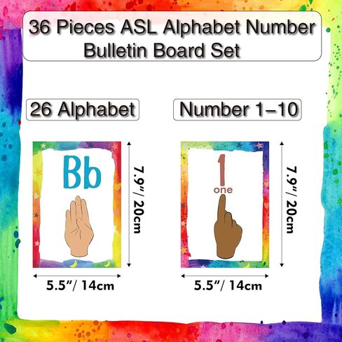 36 ملصق حروف أبجدية ASL، بطاقات فلاش لغة الإشارة ABC، مجموعة لوحات إعلانات لتعليم لغة الإشارة الأمريكية لأرقام الحروف الأبجدية للأطفال الصغار والطلاب وديكور الفصل الدراسي in Saudi Arabia