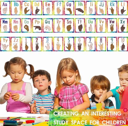 36 ملصق حروف أبجدية ASL، بطاقات فلاش لغة الإشارة ABC، مجموعة لوحات إعلانات لتعليم لغة الإشارة الأمريكية لأرقام الحروف الأبجدية للأطفال الصغار والطلاب وديكور الفصل الدراسي in Saudi Arabia