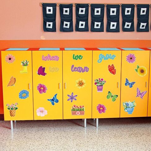 73 PCS Spring Bulletin Board Decor Flower Butterfly Paper Cutouts When We Learn We Grow Bulletin Cutouts Colorful Floral Classroom Bulletin Decor with Glue Points for Classroom School DIY Projects in Saudi Arabia