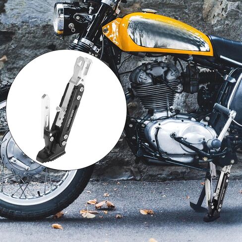 حامل دعم جانبي للدراجة النارية من Motoforti، مجموعة حامل قابلة للتعديل من سبائك الألومنيوم CNC للقدم، لون أسود وفضي in Kuwait