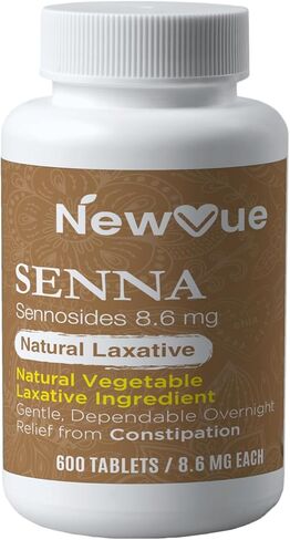 ملينات السينا (أقراص 8.6 مجم) مع السينوسيدات الطبيعية (600 قرص لكل زجاجة) | حجم العبوة القيمة لتخفيف الانتفاخ والإمساك والغازات وعدم انتظامها | تركيبة فعالة وآمنة طوال الليل in Kuwait