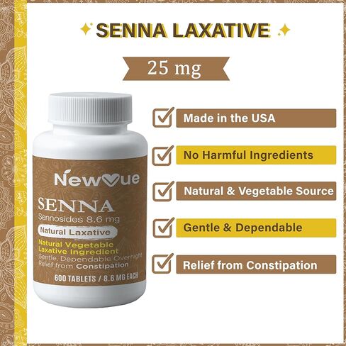 ملينات السينا (أقراص 8.6 مجم) مع السينوسيدات الطبيعية (600 قرص لكل زجاجة) | حجم العبوة القيمة لتخفيف الانتفاخ والإمساك والغازات وعدم انتظامها | تركيبة فعالة وآمنة طوال الليل in Kuwait