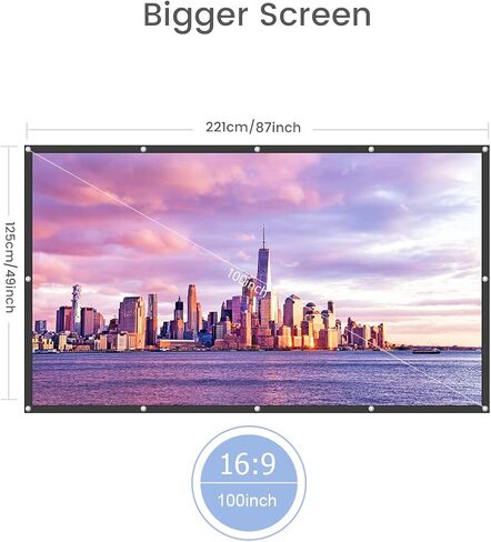 Foldable Anti-Crease 100 inch Projection Screen, 16:9 Portable Projector Movies Screens Double Sided Video Projector Screen for Home, Party, Classroom, Office in Saudi Arabia